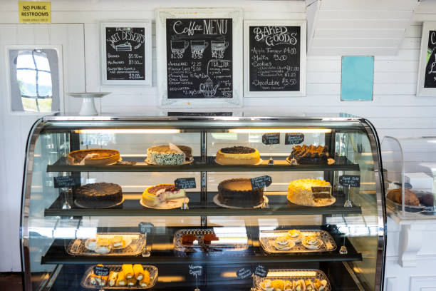 display of pastries in a bakery