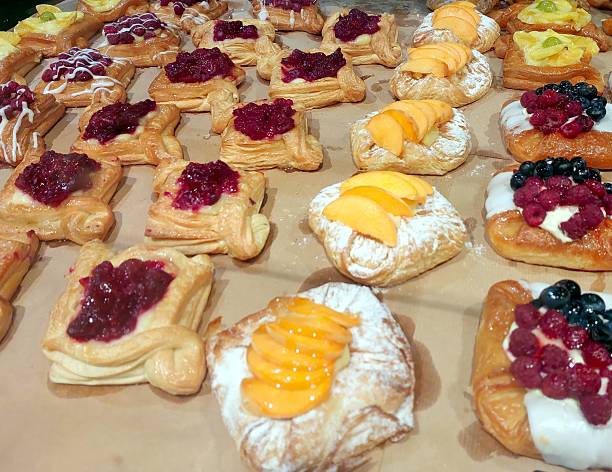 Sweet pastries on a tray at a charming bakery
